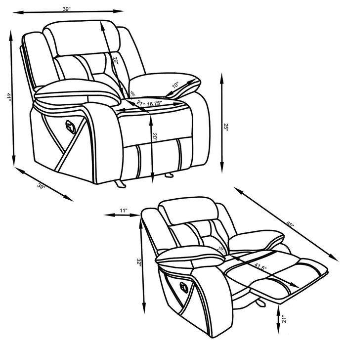 Higgins Upholstered Glider Recliner Chair Grey - Walo Furniture 