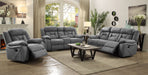 Higgins Upholstered Motion Reclining Loveseat Grey - Walo Furniture 