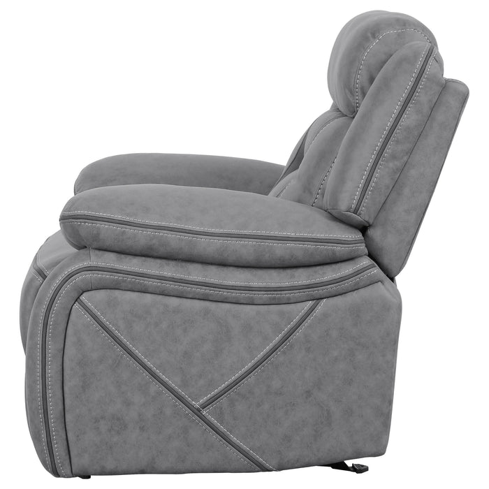 Higgins Upholstered Glider Recliner Chair Grey - Walo Furniture 