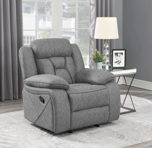 Higgins Upholstered Glider Recliner Chair Grey - Walo Furniture 