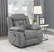 Higgins Upholstered Glider Recliner Chair Grey - Walo Furniture 