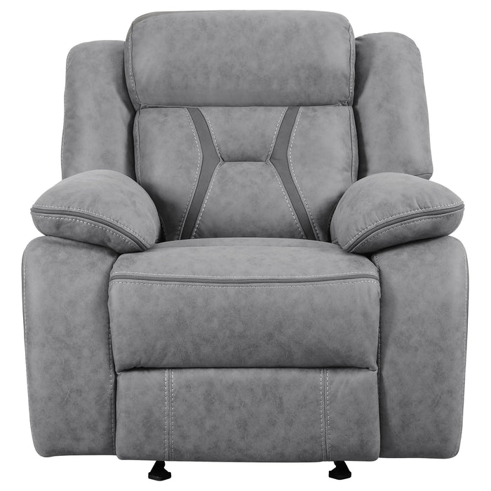 Higgins Upholstered Glider Recliner Chair Grey - Walo Furniture 