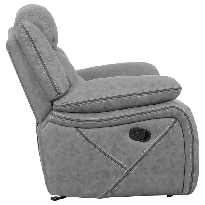 Higgins Upholstered Glider Recliner Chair Grey - Walo Furniture 