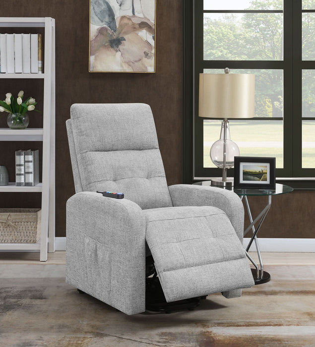 Howie Upholstered Power Lift Massage Chair Grey - Walo Furniture 