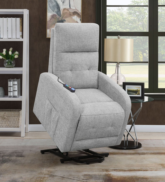 Howie Upholstered Power Lift Massage Chair Grey - Walo Furniture 