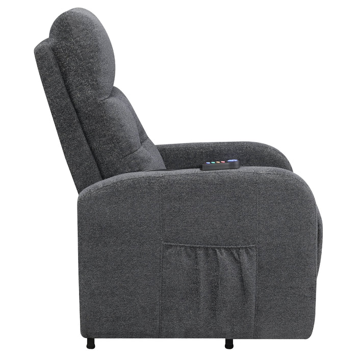 Howie Upholstered Power Lift Massage Chair Charcoal - Walo Furniture 