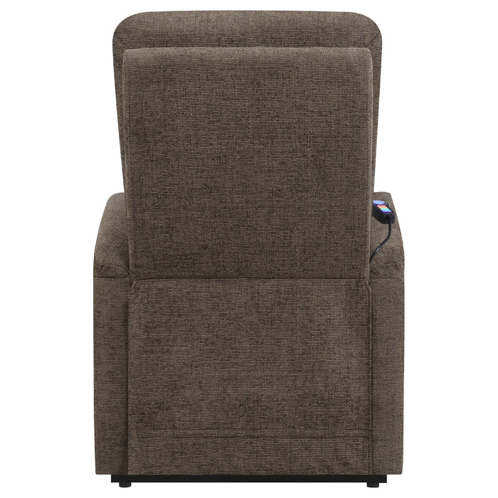 Henrietta Upholstered Power Lift Massage Chair Brown - Walo Furniture 