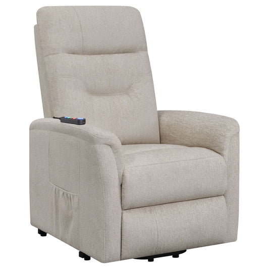 Henrietta Upholstered Power Lift Massage Chair Beige - Walo Furniture 