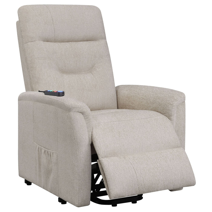 Henrietta Upholstered Power Lift Massage Chair Beige - Walo Furniture 