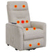 Henrietta Upholstered Power Lift Massage Chair Beige - Walo Furniture 