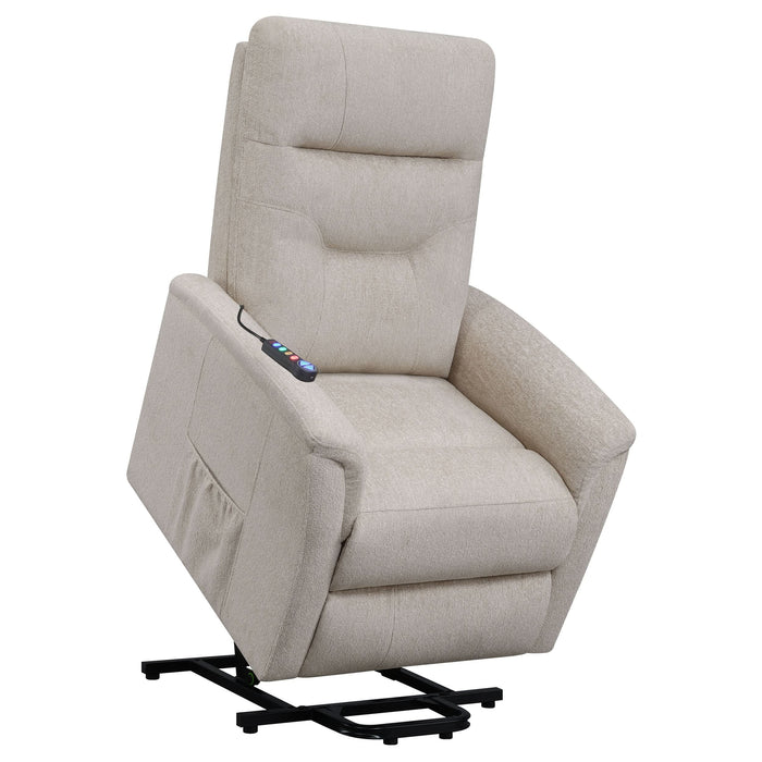 Henrietta Upholstered Power Lift Massage Chair Beige - Walo Furniture 