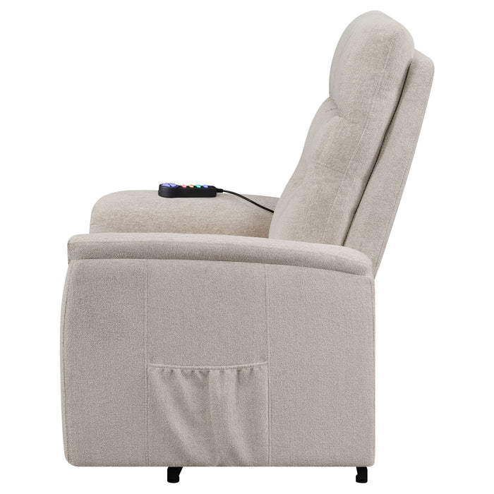 Henrietta Upholstered Power Lift Massage Chair Beige - Walo Furniture 