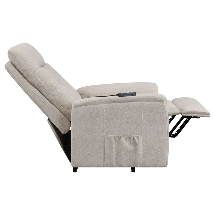 Henrietta Upholstered Power Lift Massage Chair Beige - Walo Furniture 