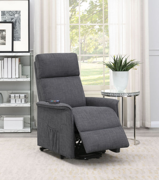 Herrera Upholstered Power Lift Massage Chair Charcoal - Walo Furniture 