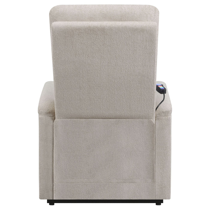 Henrietta Upholstered Power Lift Massage Chair Beige - Walo Furniture 