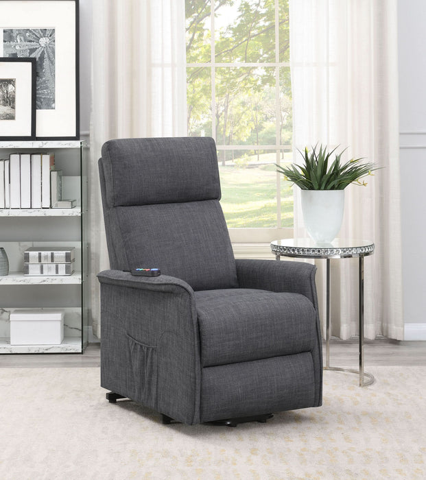 Herrera Upholstered Power Lift Massage Chair Charcoal - Walo Furniture 