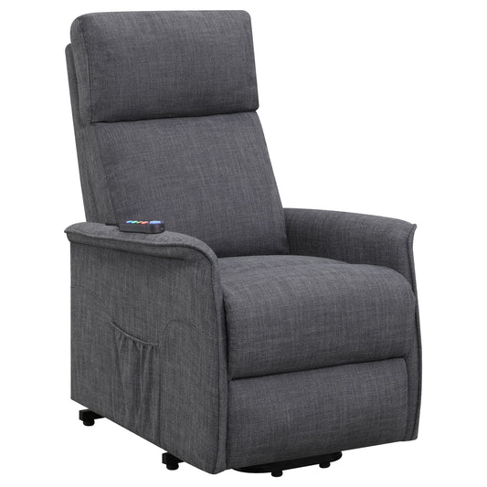 Herrera Upholstered Power Lift Massage Chair Charcoal - Walo Furniture 