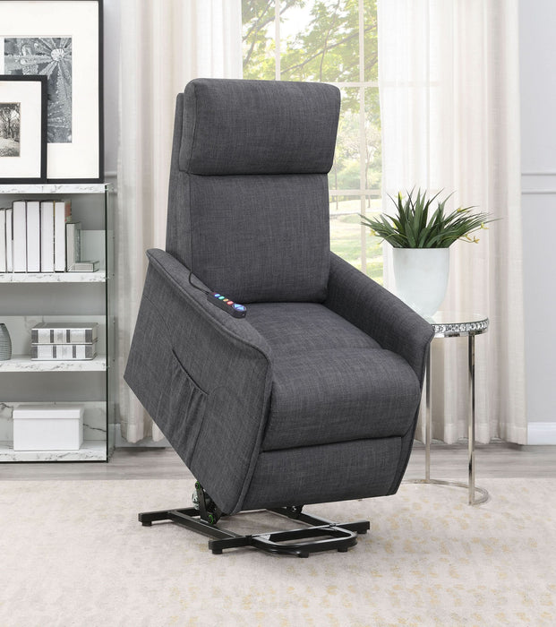 Herrera Upholstered Power Lift Massage Chair Charcoal - Walo Furniture 