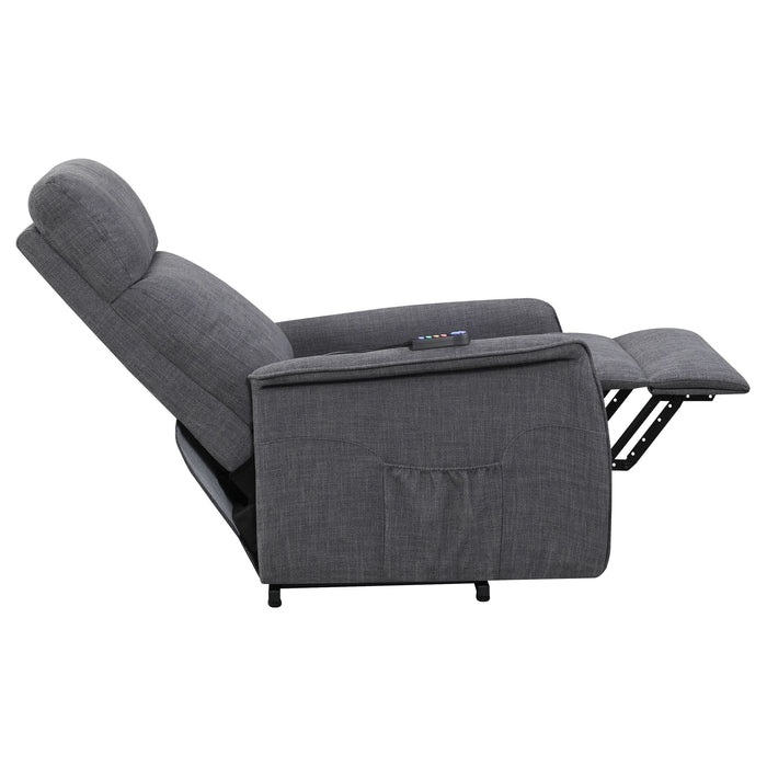 Herrera Upholstered Power Lift Massage Chair Charcoal - Walo Furniture 