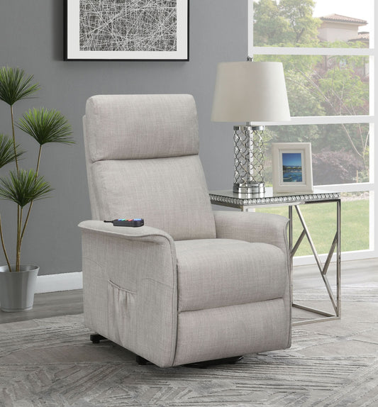 Herrera Upholstered Power Lift Massage Chair Beige - Walo Furniture 