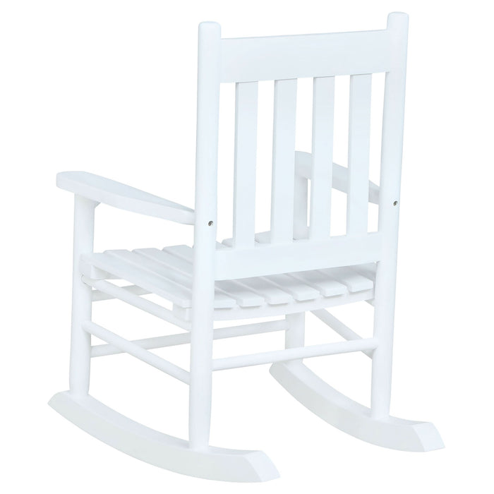 Annie Slat Back Solid Wood Kids Rocking Chair White - Walo Furniture 