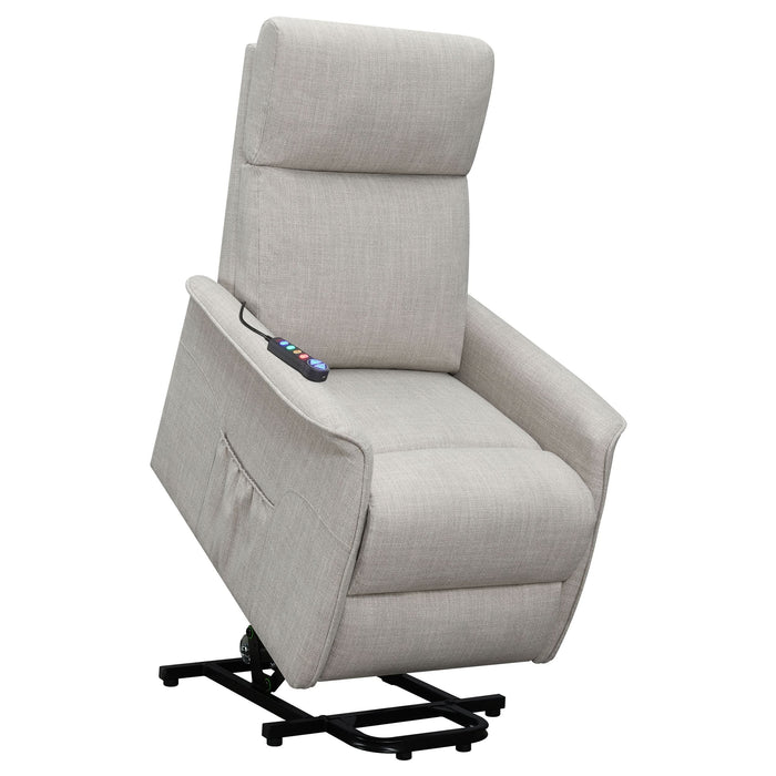 Herrera Upholstered Power Lift Massage Chair Beige - Walo Furniture 