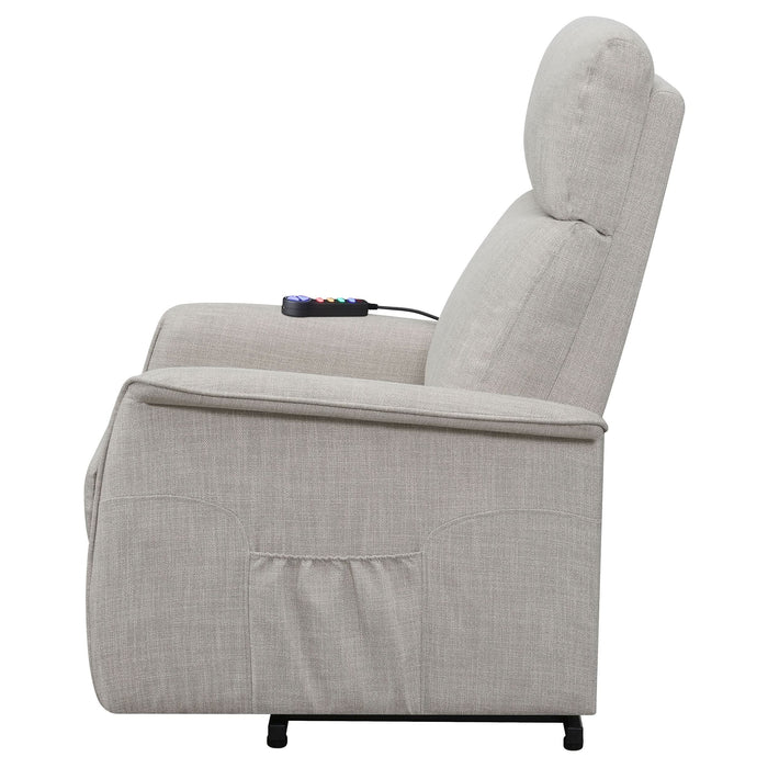 Herrera Upholstered Power Lift Massage Chair Beige - Walo Furniture 