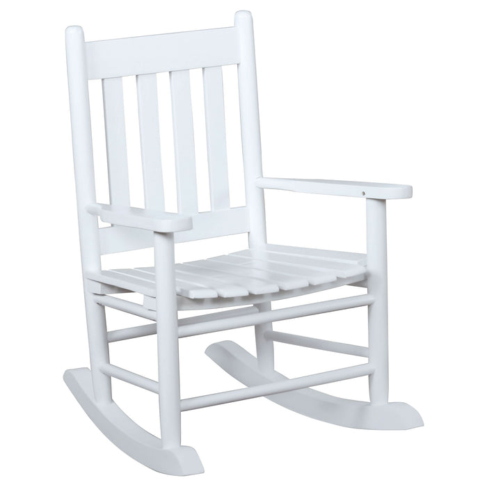 Annie Slat Back Solid Wood Kids Rocking Chair White - Walo Furniture 