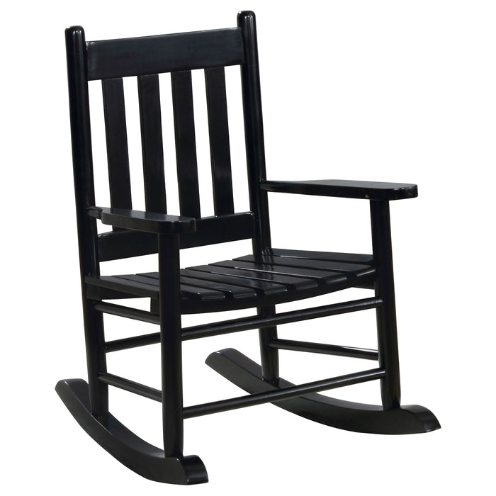 Annie Slat Back Solid Wood Kids Rocking Chair Black - Walo Furniture 