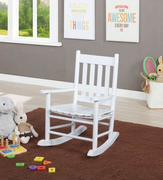 Annie Slat Back Solid Wood Kids Rocking Chair White - Walo Furniture 