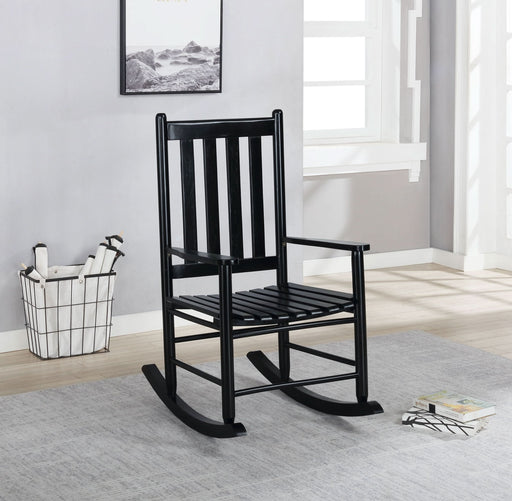 Annie Slat Back Solid Wood Rocking Chair Black - Walo Furniture 