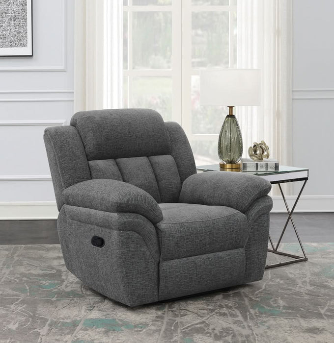 Bahrain Upholstered Glider Recliner Charcoal - Walo Furniture 