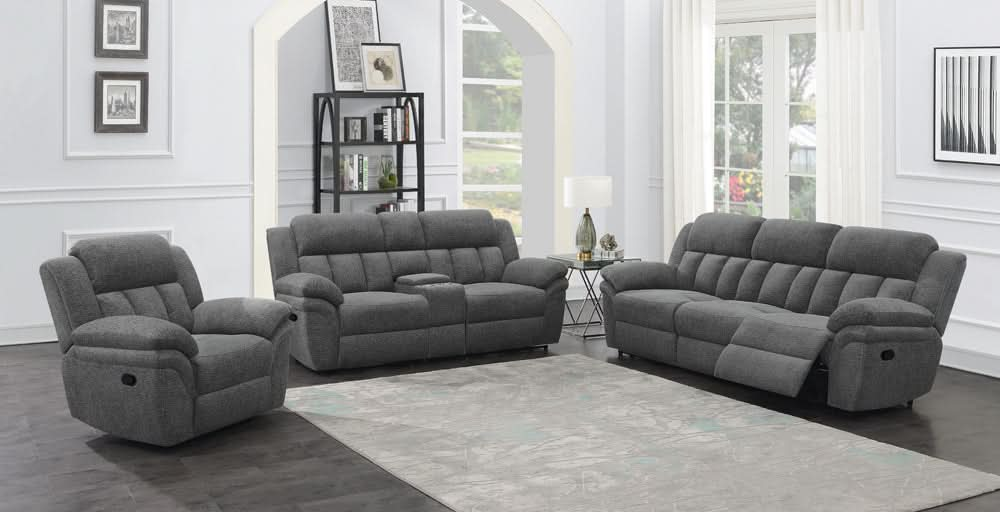 Bahrain Upholstered Glider Recliner Charcoal - Walo Furniture 