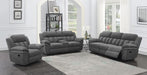 Bahrain Upholstered Glider Recliner Charcoal - Walo Furniture 