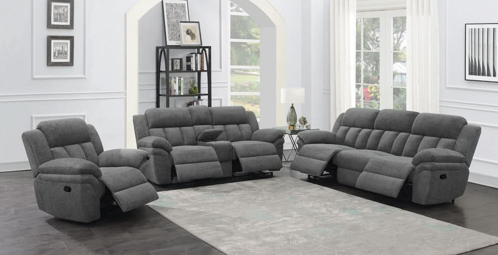 Bahrain Upholstered Glider Recliner Charcoal - Walo Furniture 