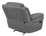 Bahrain Upholstered Glider Recliner Charcoal - Walo Furniture 