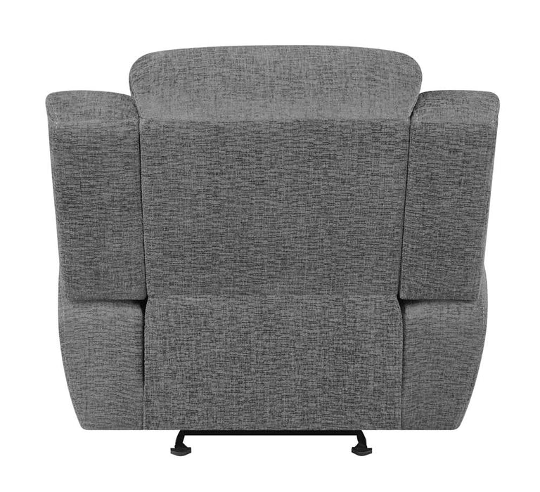 Bahrain Upholstered Glider Recliner Charcoal - Walo Furniture 