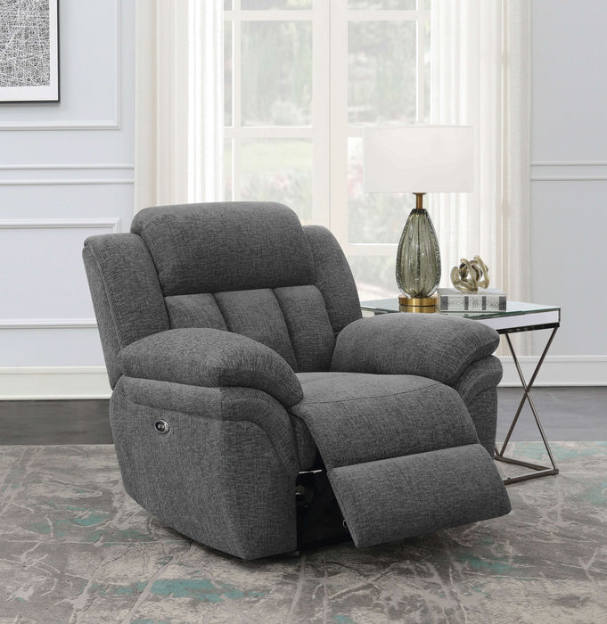 Bahrain Upholstered Power Glider Recliner Charcoal - Walo Furniture 