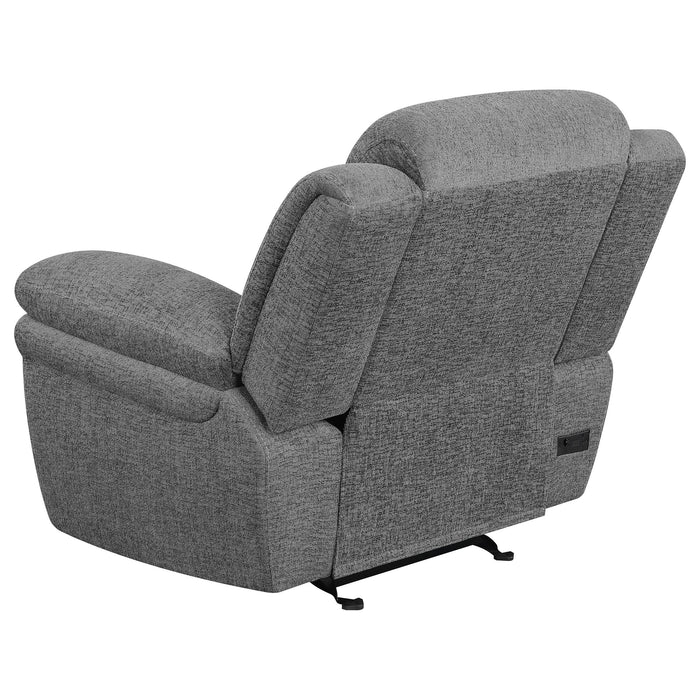 Bahrain Upholstered Power Glider Recliner Charcoal - Walo Furniture 