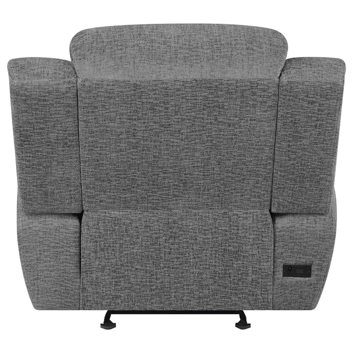 Bahrain Upholstered Power Glider Recliner Charcoal - Walo Furniture 