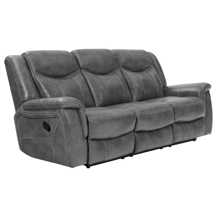 Conrad Upholstered Padded Arm Motion Sofa Grey - Walo Furniture 