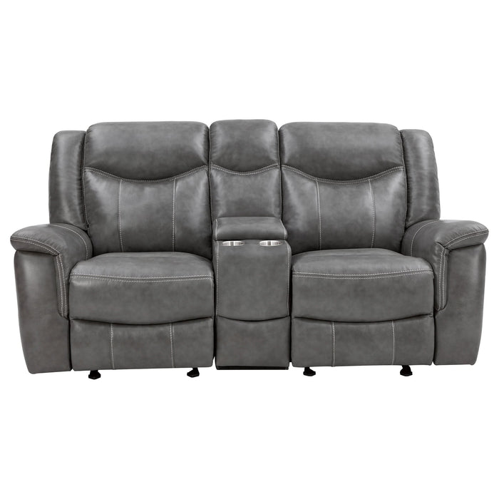 Conrad 2-piece Upholstered Padded Arm Motion Sofa Set Grey - Walo Furniture 