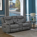 Conrad Upholstered Padded Arm Glider Loveseat Grey - Walo Furniture 