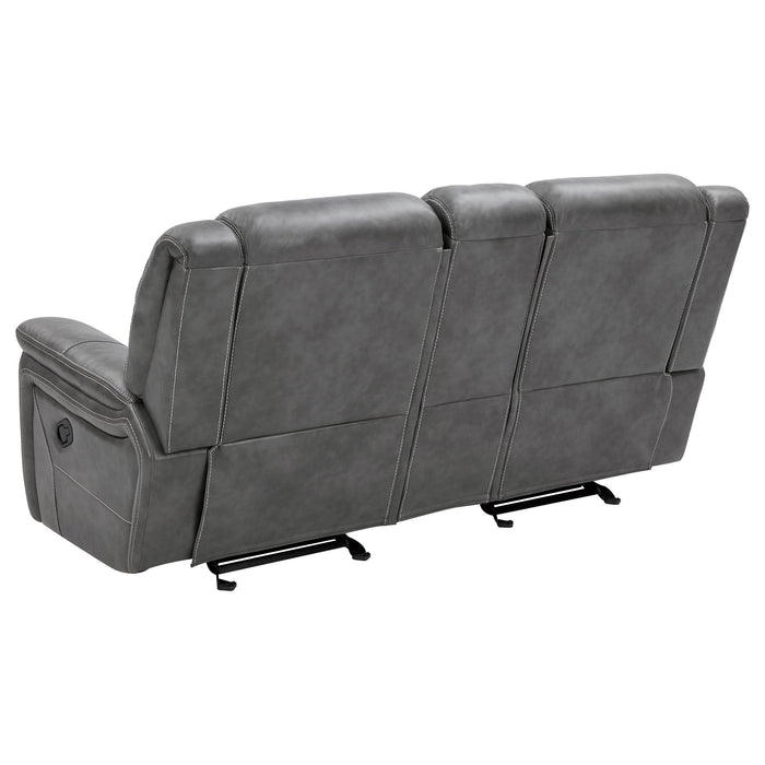 Conrad Upholstered Padded Arm Glider Loveseat Grey - Walo Furniture 