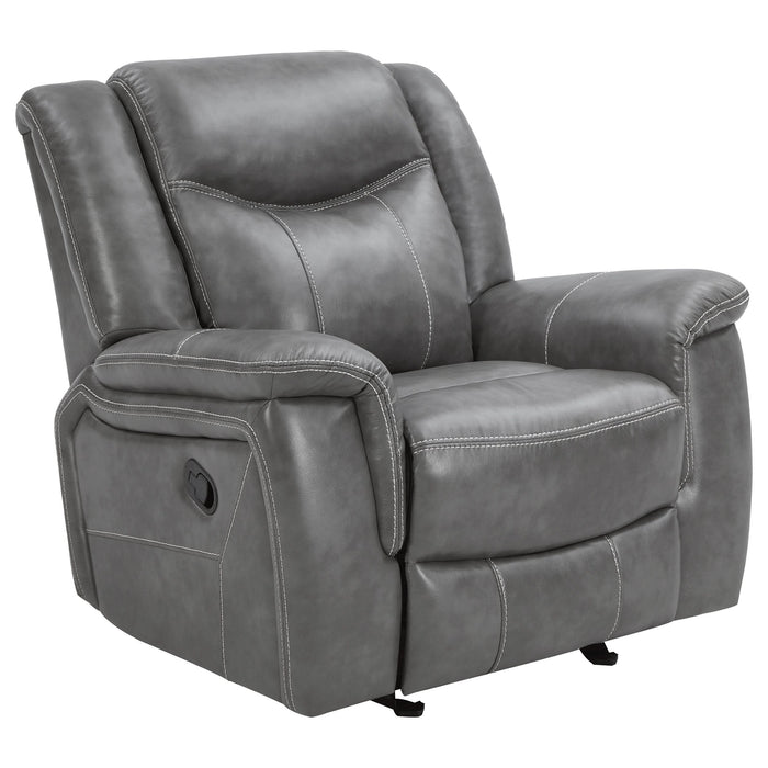 Conrad Upholstered Padded Arm Glider Recliner Grey - Walo Furniture 