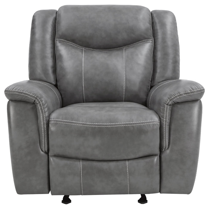 Conrad Upholstered Padded Arm Glider Recliner Grey - Walo Furniture 