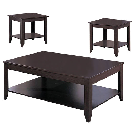 Brooks 3-piece Rectangular Coffee Table Set Cappuccino - Walo Furniture 