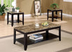 Flores 3-piece Faux Marble Top Coffee Table Set Cappuccino - Walo Furniture 