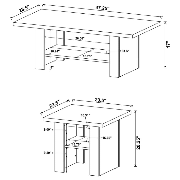 Rodez 3-piece Engineered Wood Coffee Table Set Black Oak - Walo Furniture 