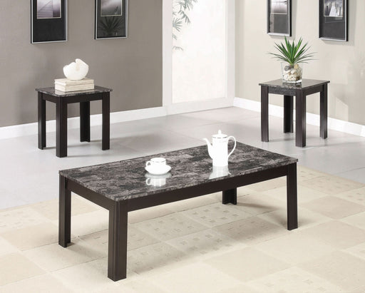 Rhodes 3-piece Faux Marble Top Coffee Table Set Grey - Walo Furniture 